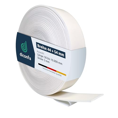 diconfa DACHFENSTER Schaumstoffdichtung Lüftungsklappe WEISS kompatibel mit VELUX - WÄHLBAR Breite 44mm, 54mm - Länge 0,05m bis 10m - AUSWAHL 54mm x 1100mm - selbstklebend Schaumstoff Dichtband