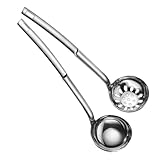 Cuillère à soupe en métal : l'ensemble cuillère à soupe et cuillère à fente convient aux plats chauds et autres, cuillères à soupe en acier inoxydable