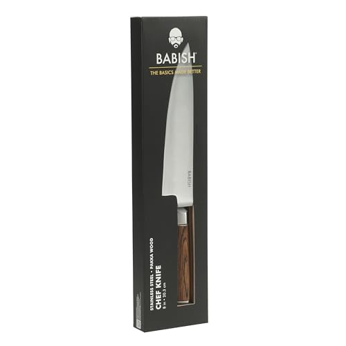 Image of Babish 8-Inch Chef Knife - High-Carbon 1.4116 German Steel Kitchen Knife with Dark Pakka Wood Handle, Full-Tang Razor Sharp Chef's Blade for Chopping, Slicing, Dicing & Everyday Prep