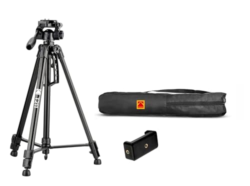 Kodak T211 Tripod for DSLR, Camera with Operating Height 5.1 Feet | Maximum Load Capacity up to 5kg| Portable and Lightweight| Aluminum Tripod with 360 Degree Ball Head| Carry Bag Included (Black)
