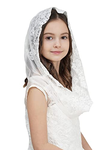 Flowergirl Veils First Communion Veil Lace Floral Edge Veil Headwrap for Grils F53