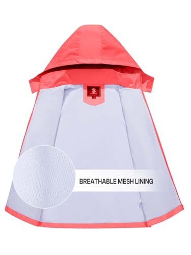 Image of SaphiRose Kids Waterproof Rain Jacket Mesh Lined with Removable Hood | Lightweight rain coat, windproof, breathable, school, camping, travel, outdoor play, boys and girls