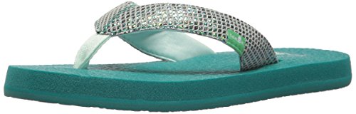 Sanuk Kids Girls' Yoga Glitter Flip-Flop, Sea Green, 13-1 M US Little Kid