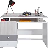 Masseno Schreibtisch Treviso 125x55cm, Modern Computertisch Bürotisch, Officetisch Für Home Office, Höhe 86cm, Weiß