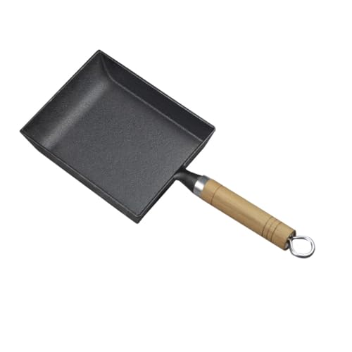 VALICLUD Sartén de Hierro Fundido y Pollo Mango de Madera Portátil Antiadherente para Tamagoyaki Adecuado para Cocinar Panqueques y Huevos