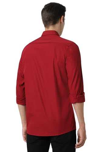 Image of Peter England Men's Solid Slim Fit Full Sleeve Casual Shirt| 100% Cotton