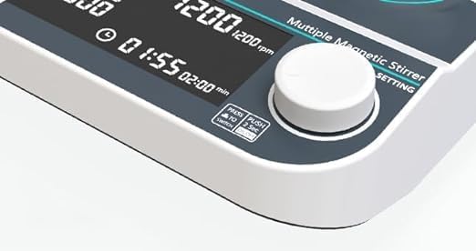 Miniatura 8 de Agitador magnético de posición múltiple Mezclador magnético de 9 posiciones con velocidad 50-1500RPM Tamaño de placa 110MM Volumen máximo de