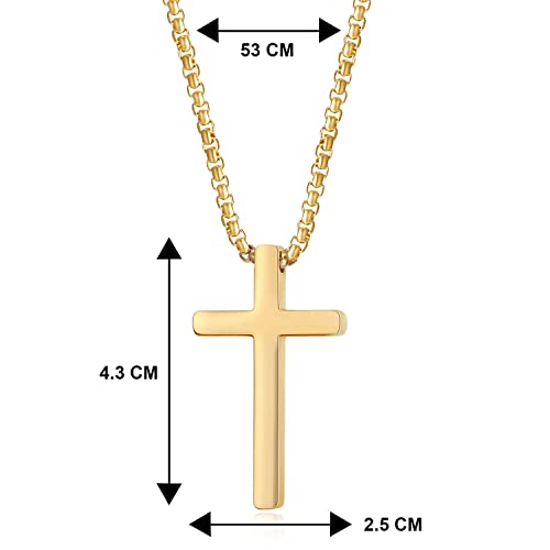 Image of Peora Stainless Steel Christian Cross Pendant Chain Necklace Stylish Jewellery Gift for Men & Women (PX9P48)