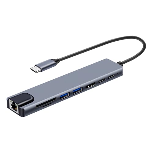 Guaber Station de charge rapide USB C vers HDTV 4 K 30 Hz Gigabit Ethernet 100 W pour ordinateurs portables stations de travail Hub USB HDMI
