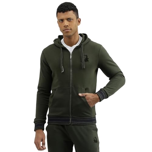 Image of United Colors of Benetton Regular Fit Hooded Neck Solid Pattern Sweatshirt