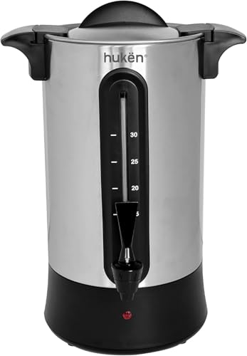 Catálogo de Cafetera 40 Tazas Top 5. 45 Hukën x MasterChef | Urna de Café de Acero Inoxidable | Capacidad para 30 Tazas | Incluye Ventanilla Indicadora de Nivel de Agua | Potencia de 1000W