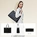 LOVEVOOK Women's 15.6 inch Laptop Tote, Waterproof PU Leather Computer Work Bag, Large Capacity Business Office Tote Black