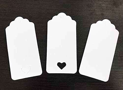 Gift Tags with String Kraft Paper Card 100pcs 9x4cm Luggage tag (White - Heart), 9 x 4 cm - Image 4