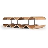 TRUDING Countertop Wine Rack - 7 Bottle Freestanding Wine Bottle Holder Stand - 2 Tier Wooden Wine Storage Rack - Wavy Wine Organizer for Cabinet Pantry Home Kitchen Bar