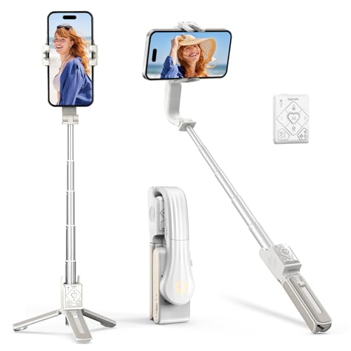 Selfie Stick Gimbal Stabilizer, 1 Axis Face Tracking & 360° Rotation Tripod with Wireless Remote, 4 in 1 Portable Tripod w/Extendable Stick for iPhone 14/Android Video Recording hohem iSteady Q