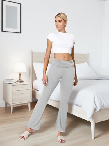Flare Leggings for Women Fold Over Yoga Pants Stretch Bell Bottom Y2K Lounge Casual Sweatpants4