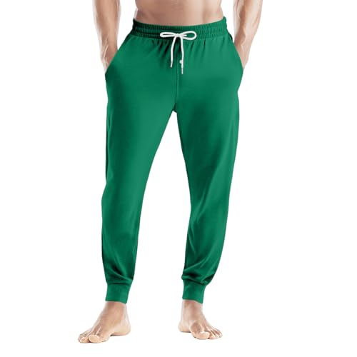 FQZWONG Men's Pajama Pants Lightweight Print Loungewear Comfy Jogger Sleep Pant Casual Pj Bottoms with Drawstring Pockets（3-Green,XX-Large