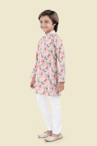 Image of Boys Cotton Full Sleeve Printed Kurta Pyjama Set, Chikankari Kurta Kids Ethnic wear Festive & Traditional Outfit | Boys Kurta Pajama Set