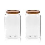 Sweejar Large Glass Candy Jars with Wooden Lids, 1 Gallon Glass Jar with Lid, Sugar/Flour Storage Containers, Big Glass Canisters with Airtight Lid, 2