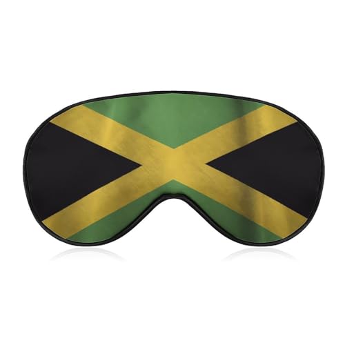 Jamaican Flag Wavy Jamaica Sleep Mask Eye Shade Cover Adjustable Strap for Travel Lunch Break Women Men