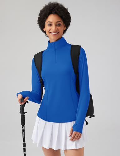 Image of LOMON Women Long Sleeve Shirts Sun Protection 1 /4 Zip Summer Quick Dry Hiking Shirts Quarter Zip Pullover for Women