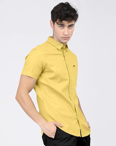 Image of BRUCEWANE Men's 100% Cotton Half Sleeve Shirt