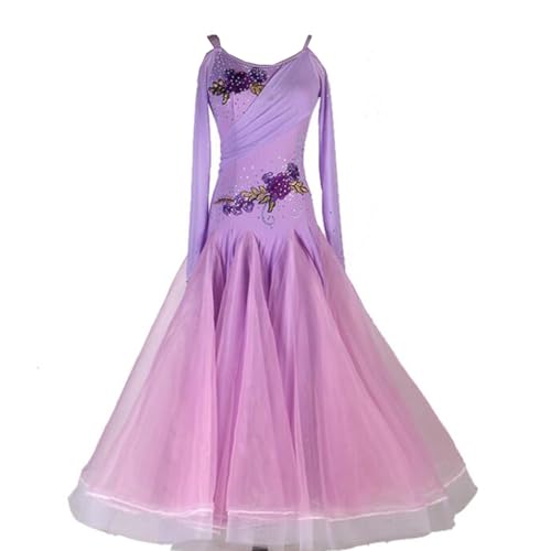 Robe de danse de salon pour femme brodée avec strass de foxtrot