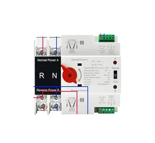 Inverseur de source automatique ATS 2P 100A sur rail DIN pour transfert de réseau