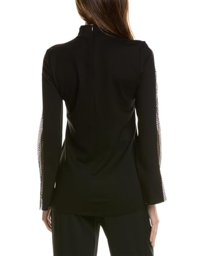 Anne Klein Women's Sernity Knit Ls Zip Back Mock Turtleneck with Fishnet Inset2
