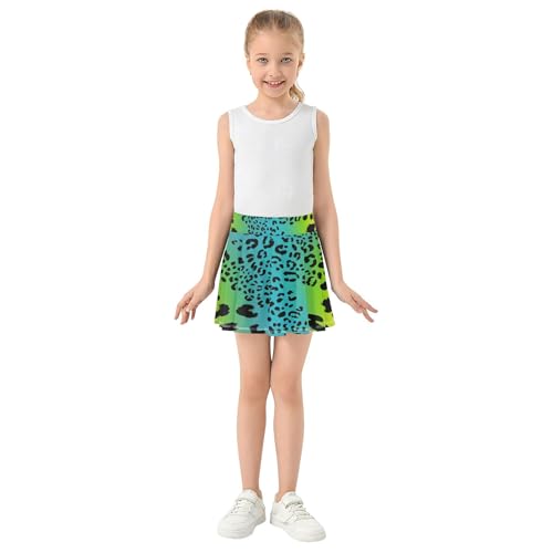 Rainbow Colored Leopard Pastel Toddlers Tennis Skirts Preppy Girls' Shorts Athletic Skorts School Skirt 4t3