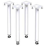 Bronea - 4er Set Tischbeine Metall Rund Ø 30 mm - 6 Größen - Möbelfüße höhenverstellbar Inkl. Montageschrauben & Regulierschrauben - Tischgestell DIY Möbel, Farbe:Weiß, Länge:75 cm
