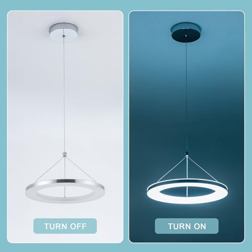 Chying DD-004-300W-NEW Silver Led Pendant Light Kitchen Island Modern Pendant Lighting 15W Contemporary 1-Ring Hanging Light Fixture thumb #5