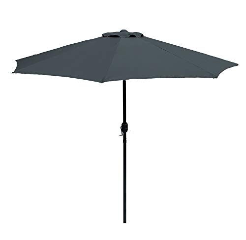 Leymore 2.7m Steel 8 Ribs Garden Parasol with Winding Crank and Tilt Mechanism-Grey