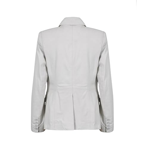 Rauly Double Breasted Fancy Buttons Lambskin Leather Blazer Women - Casual Coat Long Sleeves Style Leather Jacket for Women4