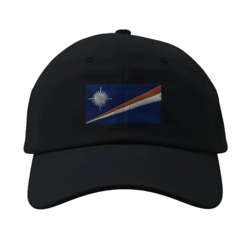 Casquette Drapeau des Îles Marshall Noir en textile premium avec finitions soignées