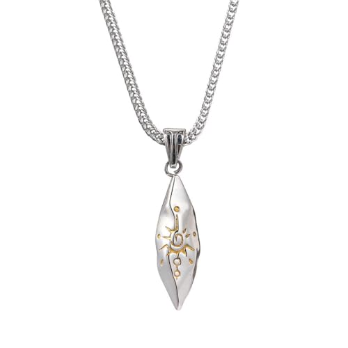 Auriselle Collar de Los Hombres de Acero Inoxidable de la Cadena de la Vendimia Deseando Colgante de Piedra de Oro Sol Patrón de Plata Cadena de Joyería Retro Regalos Longitud 51 60cm, Plata