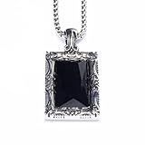 NINMQCFVG Collar colgante cuadrado de piedras preciosas negras de tendencia personalizada europea y estadounidense