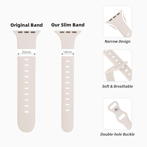 Image of Thin Silicone Band Compatible with Apple Watch 41mm 38mm 40mm 46mm 45mm 42mm 44mm, Slim Narrow Replacement Sport Strap Wristband for iWatch Series 11 10 9 8 7 6 5 4 SE Ultra 3 2 1 Women Men