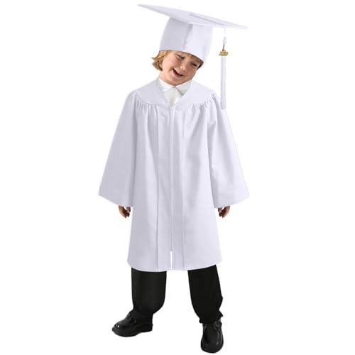 Abito da Laureato Set, Toga Laurea Per Bambini Asilo Costumi Laurea e Tocco Cappello Laurea Costume da Laureato per Bambini Studenti Elementare Medi Linea Costume Travestimento 4-10 Anni