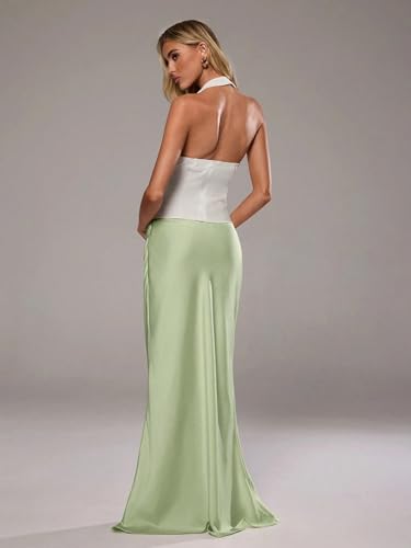 Elegant Plain Low Waist Zipper Satin Skirt 2025 Fashion Skirts for Women2