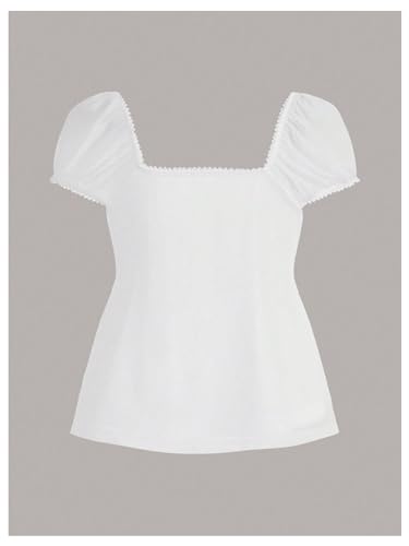 SOLY HUX Women's Square Neck Short Sleeve Peplum Tops Tie Front Summer Tee Shirt Streetwear2