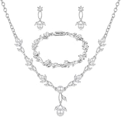 1# Necklace+Earrings+bracelet-Whithe gold