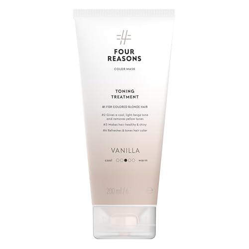 Four Reasons Mascarilla de color – Rubio vainilla – (27 colores) acondicionador de color, tratamiento tonificador, tonificación y mejora el color del cabello – tinte semi permanente, vegano y sin