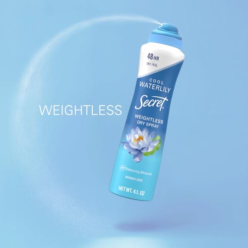 Secret Dry Spray Antiperspirant Deodorant for Women, 48hr Weightless Sweat & Odor Protection, Gentle on Skin, Waterlily & Argan Oil Scent, 4.1 oz (Pack of 3) - image 7
