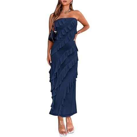 BTFBM Women's Strapless Maxi Dress Cover