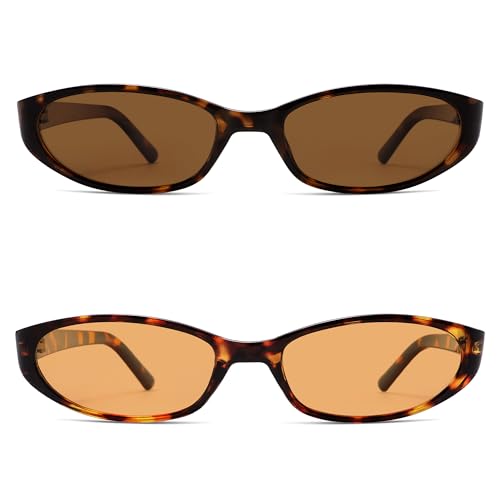 Image of Retro Oval Sunglasses Womens Mens Y2k Trendy Cateye Shades AR82299 | Narrow Round Cute Sunnies,90s 2000s Cool Skinny Frame