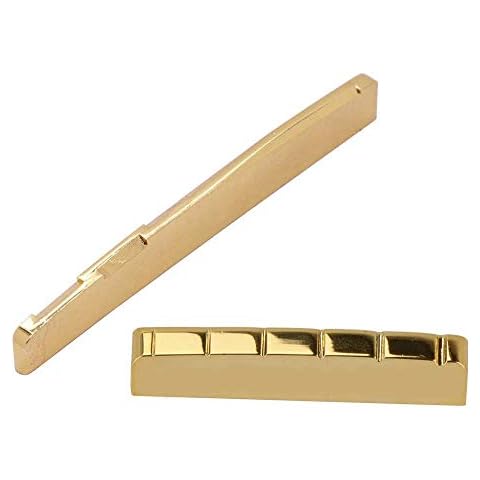 Jiayouy 2Pcs Guitar Nut and Saddle Replacement Music Instrument Parts for 6-String Acoustic Guitar (Gold) Cover