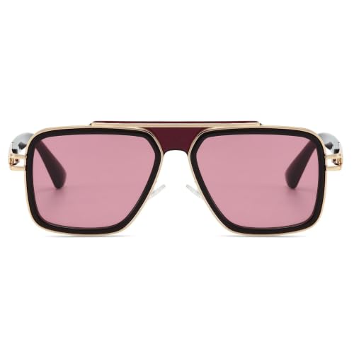 Image of Freckles Mark Trendy Retro Sunglasses for Men Women Stark Vintage Shades 70s Italian Fashion Square Metal Glasses