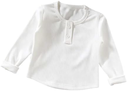 Girls Long Sleeve Shirts Crew Neck Ribbed Knit Tops Tee Base Layer - 3