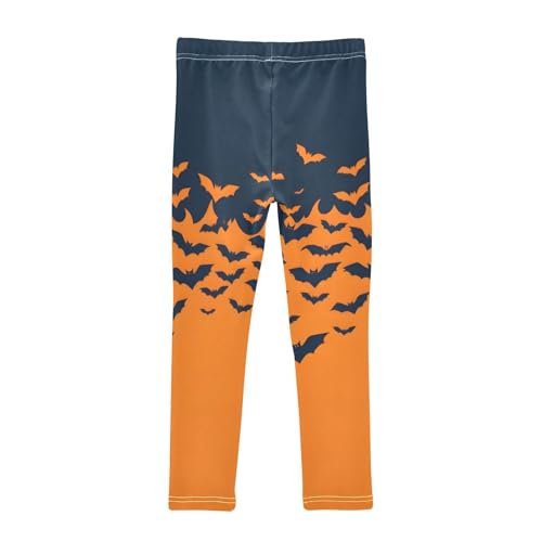 Black Orange Bat Graphic Girls Leggings Soft Stretch Workout Yoga Dance Pants for Kids Casual Tights2